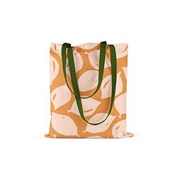 Bonamaison Printed Tote Bag, Reusable Grocery Bag, Shopping Bag, Machine Washable, Foldable, Canvas Cloth Bag with Green Handles, Size: 34x40 Cm