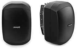 Audibax Ovo 4 Black - Enceintes Hi-FI Passives de bibliothèque - Enceintes IP65 - Paire de Haut-Parleurs 35W Continus - Alimentation Ligne 100V - Support Mural Inclus - Haut-Parleurs 4" Woofer