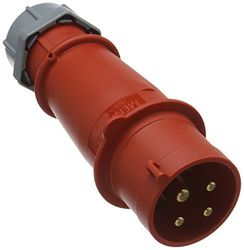 MENNEKES 264 AMV-TOP Single Part Body Plug, IP 44 Protection, 6 hours Earth Position, 4 Pole, 32 A Current, 400V, Red