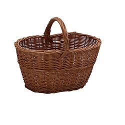 Vacchetti European Wicker Wood Basket Low Handle, Multicolor, Medium