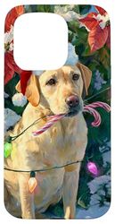 Yellow Labrador Dog Christmas Holiday Artwork Case for iPhone 15 Pro