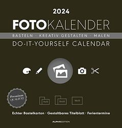 Photo Craft Calendar Black 2024 - Do It Yourself Calendar 21 x 22 cm - Dated - Creative Calendar - Photo Calendar - Alpha Edition