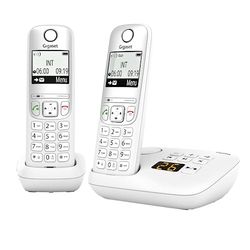 Gigaset A695A Duo - 2 téléphones DECT sans fil avec répondeur - écran à haut contraste - excellente qualité audio - profils sonores réglables - fonction mains libres, protection des appels, blanc