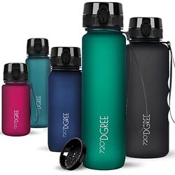 720°DGREE Water Bottle 650ml "uberBottle" +Fruit-Sieve, softTouch - Waterfles BPA-Free, Lekvrij, Herbruikbaar - Lichte Drinkfles, Sportfles voor Kinderen, School, Sport, Camping, Outdoor, Travel