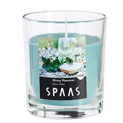 Spaas Minty hammam 6 Velas perfumadas en Cristal Transparente, ± 25 Horas, Vidrio, Cera de parafina, Verde Esmeralda