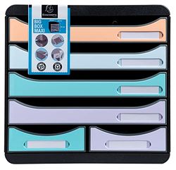 Exacompta - Ref. 3127296D - BIG-BOX MAXI - 1 Box with 4 drawers for A4+ documents and 2 small drawers for storing utensils - External dimensions: D 34.7 x W 27.8 x H 27.1 cm - Aquarel