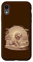 Carcasa para iPhone XR Lindo perro Golden Retriever para enamorarse de la playa surfista