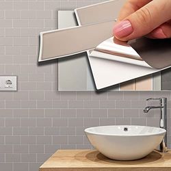 WALPLUS WT1702 Lot de 12 autocollants muraux pour carrelage de cuisine et salle de bain Gris port 28,5 x 14 cm