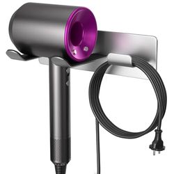 BelleJoomu Soporte de pared para secador de pelo, compatible con secador de pelo Dyson, de acero inoxidable 304, difusor de soplado, organizador adhesivo para el baño, color plateado