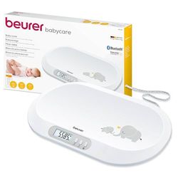 Beurer BY 90 Pèse-bébé connecté avec ruban mesureur intégré, application gratuite (iOS + Android), capacité de charge de 20 kg et fonction de maintien pour bébés gigoteurs
