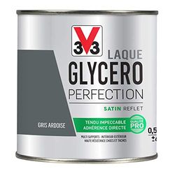 V33 Peinture multi-supports monocouche Laque Glycéro satin, Gris ardoise 0,5L
