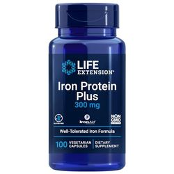Life Extension, Iron Protein Plus (Fer), 15mg, 100 Capsules végétales, Testé en Laboratoire, Sans Gluten, Sans Soja, Sans OGM
