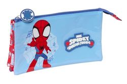 Spidey Rescue - Portatodo Triple, Estuche Infantil, Estuche Niño, Ideal para Niños en Edad Escolar, Cómodo y Versátil, Calidad y Resistencia, 22x3x12 cm