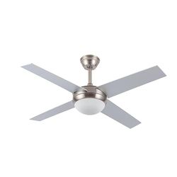 Eden pulse Nikkelventilator met 4 omkeerbare vleugels, zilver/beuken, algemeen licht, 2 E27-fittingen, 35/45 x 116,8 x 116,8 cm