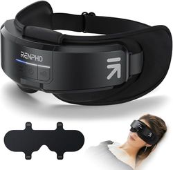 RENPHO Eyeris Shift Massaggiatore Maschera Oculare, Massaggiatore oculare riscaldato 2 in 1 con musica Bluetooth, 3 pressioni, 3 riscaldamenti, 3 timer, Maschera Contorno per il sollievo degli occhi