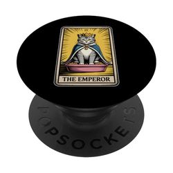 El gato emperador Tarot tarjeta caja de arena gato divertido gato PopSockets PopGrip Adhesivo