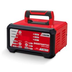 Solter DIGISTART 80 - Cargador y Arrancador Profesional de Baterías 12/24V - 10 Etapas, 80A, Modo Reparación, Test Alternador - para Talleres y Automoción