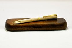 Penna in legno tornita a mano in legno di Acero - Mod. Slim, meccanica color oro