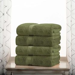 Superior Lot de 4 Serviettes de Bain en Coton égyptien Ultra Douces et épaisses en Peluche épaisse, absorbantes, pour Salle de Bain d'invités, hôtel, Spa, Salle de Bain à Domicile, Douche, Vert forêt