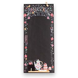 Chalkboards UK CHB137 Patisserie Tall Thin Chalkboard/Blackboard/Memo Kitchen Board with Rope, Tray and Chalk. Booths Design Range, Wood, Black, 60 x 26.5 x 1 cm