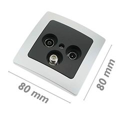BeMatik - Podstawa z gniazdem TV/SAT/R z ramą 80x80mm serii Lille w kolorze srebrnym i szarym (ME029)