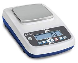 KERN Báscula de precisión de alta calidad con ajuste automático interno, opcional con calibrado, RS-232 y USB, rango de pesaje de 6000 g, legibilidad de 0,1 g, 215 mm x 340 mm x 105 mm