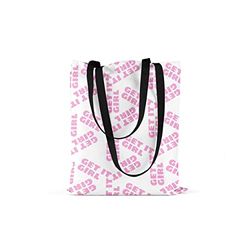 Bonamaison Bolso De Mano Impreso, 100% Algodón, Bolso de la Compra Reutilizable, Bolso De Compras, Ecológico, Plegable, Bolso de Tela de Lona con Asas Negras, 48x55 Cm - Fabricado en Turquía
