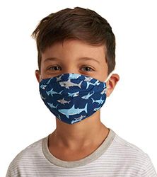 Hatley Unisex Kids Children's Double Layer Face Mask With Ear Elastic Fashion Scarf, Shark Frenzy, One Size Pack of 1 UK