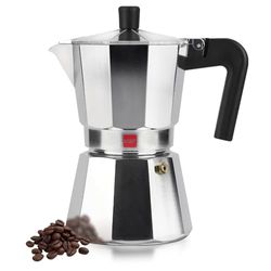 MAGEFESA Catual - Caffettiera italiana da 6 tazze, alluminio resistente e leggero, tutti i tipi di cucine eccetto induzione, manico ergonomico, calore uniforme