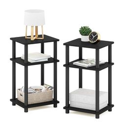 Furinno Just 3-Tier Turn-N-Tube Eindtafel, 2-Pack, Americano/Zwart