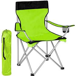 BAKAJI Camping Chaise avec Sac Camping Mer Plage Chaise en Plein Air Pêche en Acier Inoxydable et Polyester avec Porte Boîtier Boissons et Smartphones (Vert)