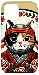 Coque pour iPhone 14 Calico Red Ninja Kitty Fleur Art