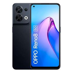 OPPO Reno8 5G – gratis mobiele telefoon, 8 GB + 256 GB, camera 50 + 8 + 2 + 32 MP, Android-smartphone, batterij 4500 mAh, snel opladen 80 W, Dual Nano SIM - zwart