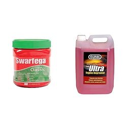 Swarfega Original Classic Hand Gel, Rapid Action Hand Wash for Working Hands, Smooth Green Gel Formula with Added Conditioner, Gentle on Skin, 1 Litre Tub & Gunk 6868 5L Ultra Engine Degreaser