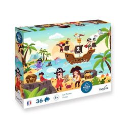 Calypto 3907604 Piraten, 36 Puzzle mit Soft-Touch, Kinderpuzzle mit großen Teilen und samtiger Oberfläche inkl. Puzzleposter, für Kinder ab 4 Jahren, Piratenschiff, Nachauflage