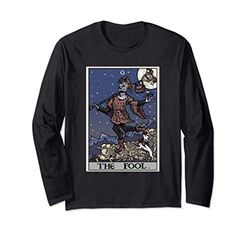 The Fool Tarot Card Halloween Gothic Witch Clothing Jester Long Sleeve T-Shirt