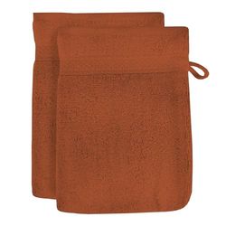 Soleil d'ocre Set van 2 Katoenen Washandjes, 500 gr/m2, 16 x 21 cm, Lagune Terra