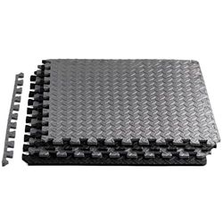 Yes4All Tappetino Palestra EVA 60×60×1,1 cm – Piastrelle a Incastro per Allenamento in Casa e Attrezzatura Fitness, Nero/Grigio