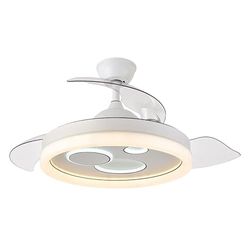 Eden pulse Ventilator van leer/eiken, 3 vleugels, 24 W, 2650 lm, 3 temperaturen, 6 snelheden, 37/47 x 132 x 132 cm