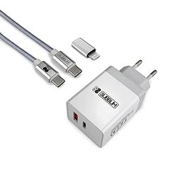 SUBBLIM Wandlader Smart Charger PD25 W + QC3.0 + C naar C/Lightning kabel wit