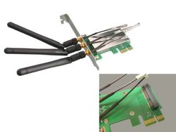 KALEA-INFORMATISCHE © - Mini PCI Express naar PCI Express Adapter - met antennes voor gebruik met draadloze kaarten