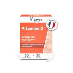 Vitavea - Vitamine D - Complément Alimentaire Défense, Immunité - Défenses Naturelles Renforcées, Maintien du Capital Osseux - 30 comprimés - Cure de 1 mois - Fabriqué en France