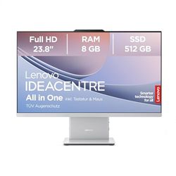Lenovo IdeaCentre All in One | 23,8 inch Full HD Display | AMD Ryzen 3 7335U | 8GB RAM | 512GB SSD | AMD Radeon Graphics | Win11 Home | QWERTZ | grijs | incl. toetsenbord & muis | 3 maanden Premium