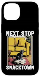 Next Stop Snacktown Cat Robot Vacuum Cleaner Cat Case for iPhone 14