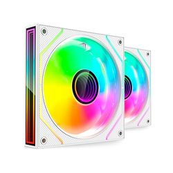 Mars Gaming MF-3DPROX2, Kit 2X Ventilateurs PWM 120mm, Éclairage ARGB Triple Infinity Mirror 360°, Système de Contrôle PWM, Paliers FDB, Ventilateurs PC avec Compatibilité Totale ARGB, Blanc
