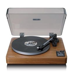 Lenco LBTA-165WD Tocadiscos totalmente automático - Bluetooth 5.3 - Carcasa de madera - Platos de metal y pastilla AT3600L - Arranque automático y retorno automático - 2 velocidades (33/45 rpm)