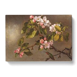 Apple Blossom By Martin Johnson Heade Classic Painting Canvas Wall Art Print Ready to Hang, Framed Picture for Living Room Bedroom Home Office Décor, 76x50 cm (30x20 Inch)