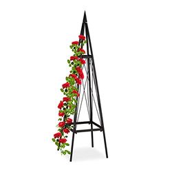 Relaxdays plantensteun, metaal, piramide, rozen, tomaten, wijn, tuin, weerbestendig, klimplantenrek H: 132 cm, zwart