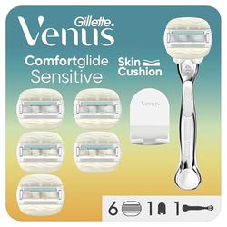 Gillette Venus Comfortglide 5 Sensitive - Rasoio da donna + 6 lame di ricambio