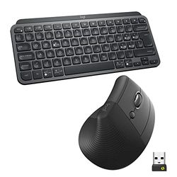 Kit tastiera Logitech MX Keys Mini e Logitech Mouse Ergonomico, Wireless, tasti retroilluminati, Bluetooth o ricevitore USB Logi Bolt, silenzioso, Windows/macOS/iPadOS, Laptop, PC, QWERTY IT - Grigio